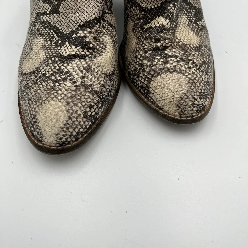 Beast Fashion Snakeskin Gray Cream Size 10 Slip On Booties Western Edgy Festival